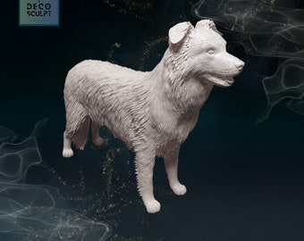3D Printed Border Collie Sculpture: Handmade Dog Memorial Gift