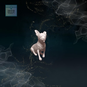 愛らしい 3D チワワの彫刻 - 犬好きの方へのプレゼントに最適 - 本物そっくりの 3D チワワの置物