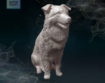 3D Border Collie Art: Realistic PLA Dog Sculpture