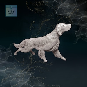 3D English Setter Dog Sculpture: Pet Memorial Art