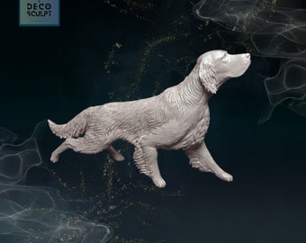3D English Setter Dog Sculpture: Pet Memorial Art