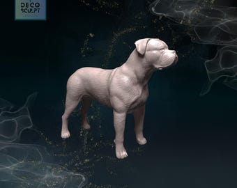 3D Printed American Bulldog Sculpture: Silk PLA+ Dog Lover Gift