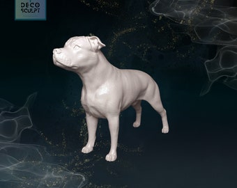 Realistic Staffordshire Bull terrier 3D Sculpture - Custom Dog Art - Unique Staffy Figurine