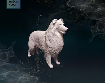 3D Printed Collie Figurine: Lifelike Dog Sculpture, Pet Memorial