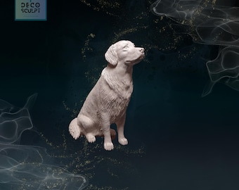 3D Golden Retriever Figurine: Realistic PLA+ Dog Sculpture
