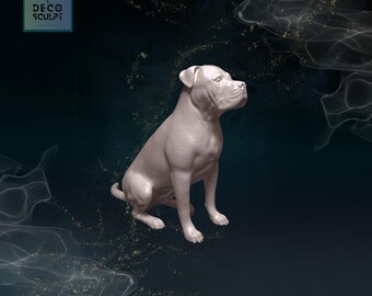 3D American Bulldog Sculpture: Silk PLA+ Dog Lover Gift