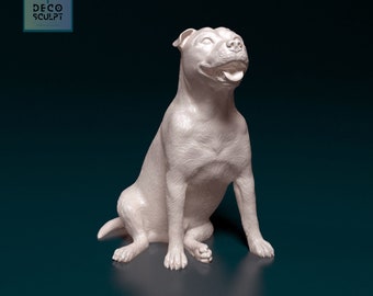 Realistic Staffordshire Bull terrier 3D Sculpture - Custom Dog Art - Unique Staffy Figurine