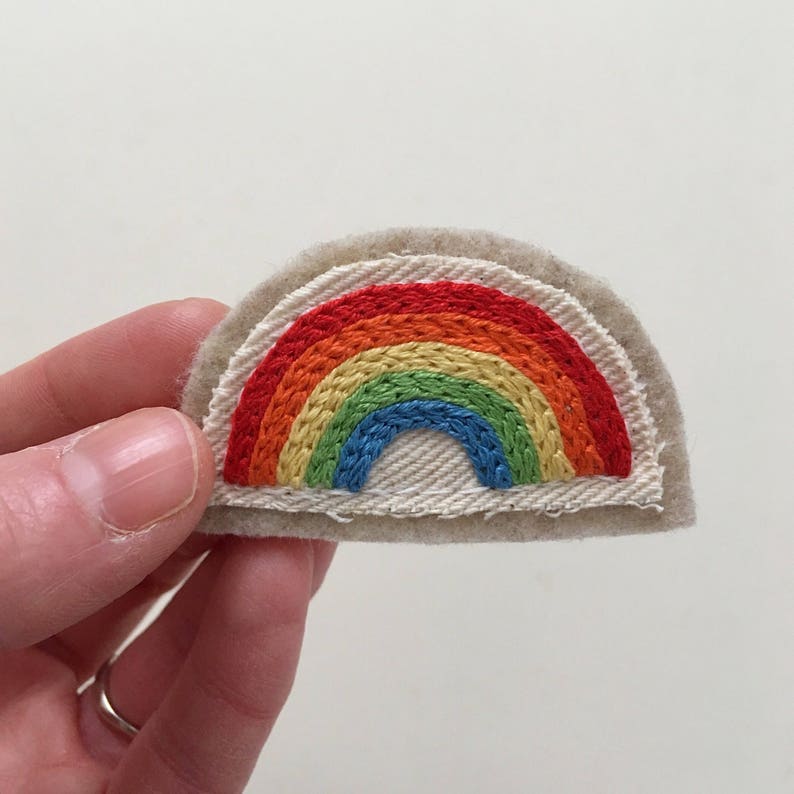 Rainbow Patch Sew-on Patch Rainbow Pride Hand Embroidery | Etsy