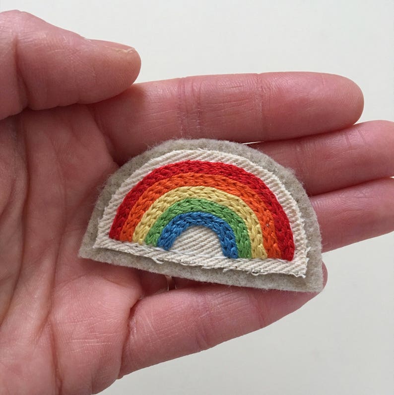 Rainbow Patch Sew-on Patch Rainbow Pride Hand Embroidery | Etsy