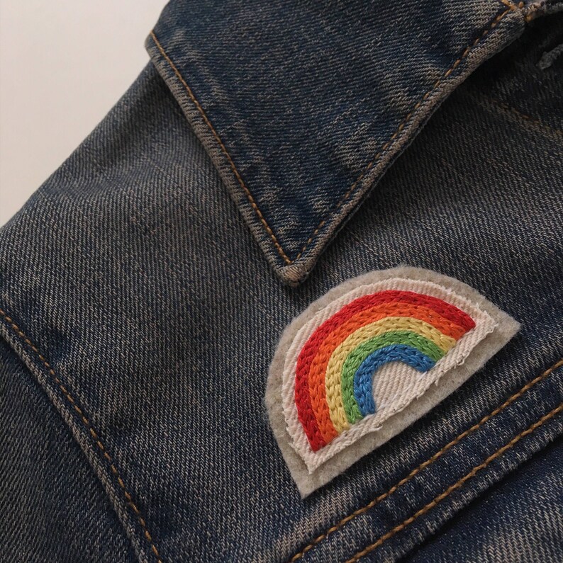 Rainbow Patch Sew-on Patch Rainbow Pride Hand Embroidery | Etsy
