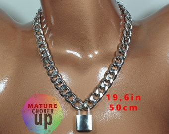 Chain Collar, Thick Chain Choker, Locked Collar, Style Collar, Steampunk, Locking Collar, Gothic Choker, Choker Necklace, Thick Chain