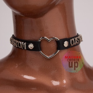 Benutzerdefinierte Herz Choker, personalisierte Choker, Namen Halskette Choker, Harness Choker, Valentinstag Geschenk, Anniversay Geschenk, Punk Style Choker,