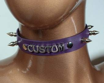 Chokers, Leather accessories,Custom choker, Metal Letters, Personalized, Name Choker Collar, Cosplay Punk, Party Choker