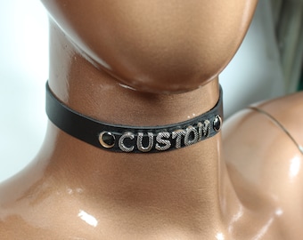 Custom Choker, Chokers, Leather Choker, Collar For Women, Halloween Necklace, Choker For Women, Day Collar, Personalized Choker