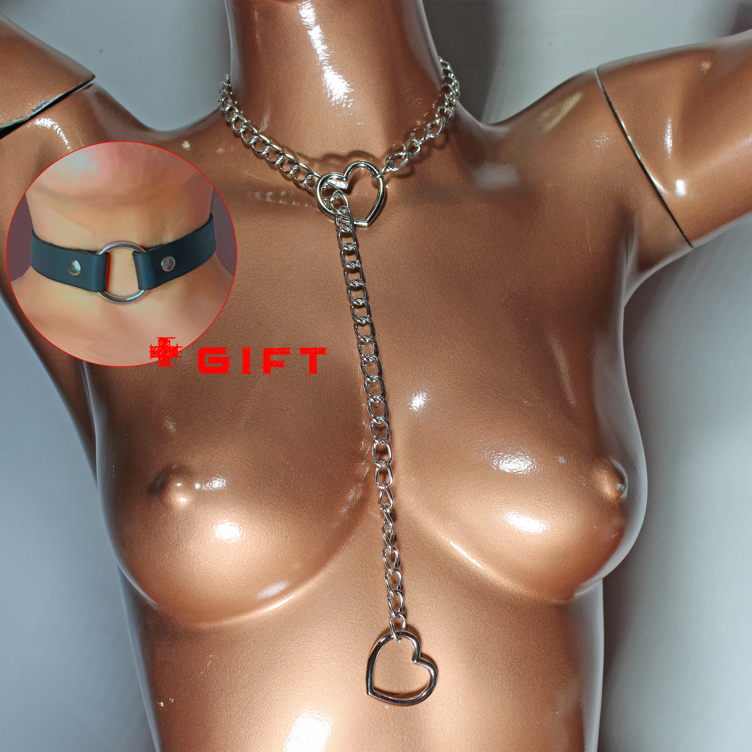 Chain Choker, Choker Collar, Heart Chain Collar, Heart Choker, Heart Collar, With Chain Choker, Costume Accessories, Gothic Choker