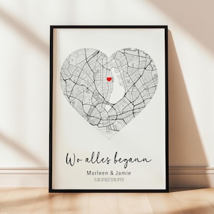 Personalisiertes Straßenkarten Poster als Geschenk für Paare zum Valentinstag, Jahrestag, Verlobung, Hochzeit