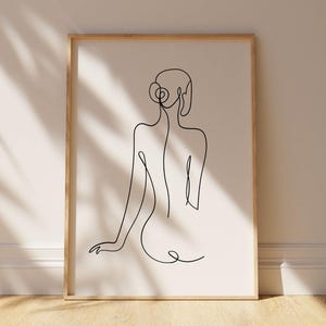 Poster lineare realizzato in carta semi-opaca, arte estetica del corpo femminile per soggiorno, camera da letto, studio