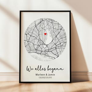 Personalisiertes Straßenkarten Poster als Geschenk für Paare zum Valentinstag, Jahrestag, Verlobung, Hochzeit