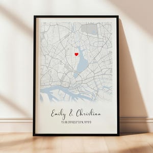 Personalisiertes Straßenkarten Poster als Geschenk für Paare zum Valentinstag, Jahrestag, Verlobung, Hochzeit