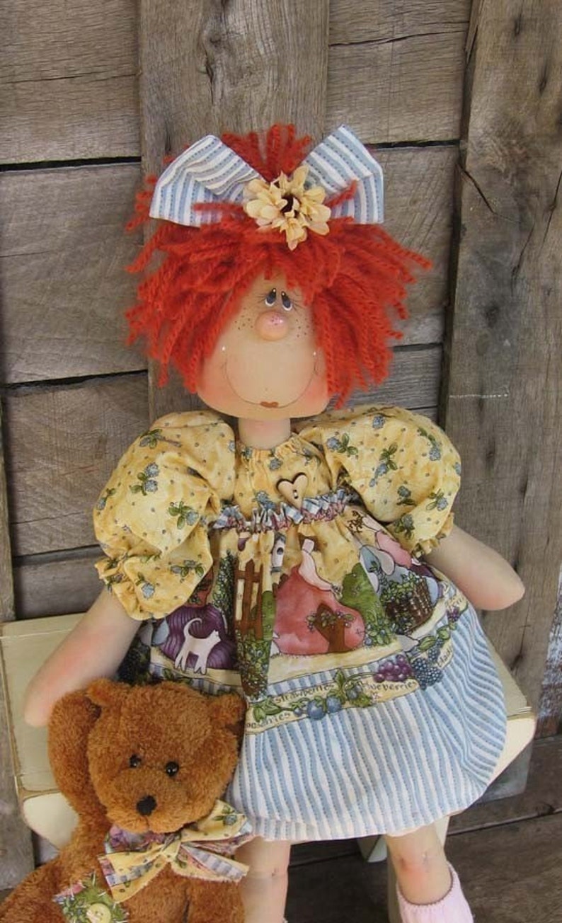 E Pattern...country Primitive Doll Etsy