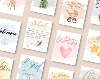 Meilensteinkarten Baby Erstes Jahr | Geschenk zur Geburt | Passend zum Tagebuch "Mein erstes Jahr"