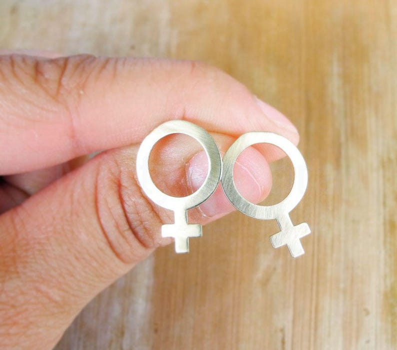 Sterling Silver Hypoallergenic Large Feminist Stud Earrings Brass Earrings Feminist Jewelry Venus Symbol Feminist Earrings Girl Power