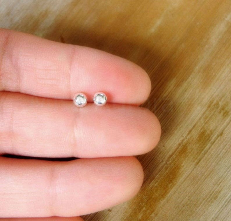 Sterling Silver Studs Tiny Silver Ball Earrings Minimalist Earrings Hypoallergenic Recycled Earrings Dot Earrings Unisex Jewelry