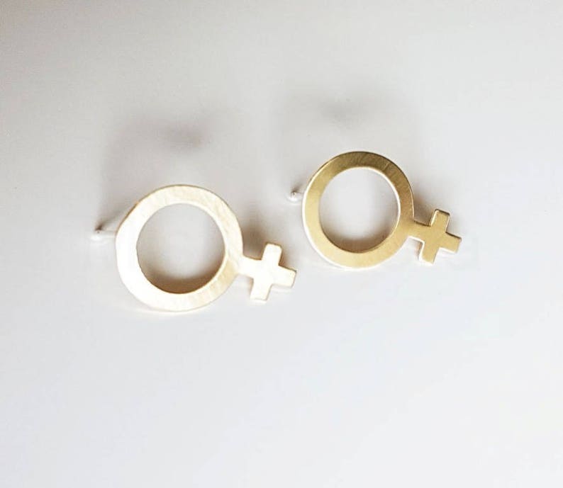 Sterling Silver Hypoallergenic Large Feminist Stud Earrings Brass Earrings Feminist Jewelry Venus Symbol Feminist Earrings Girl Power
