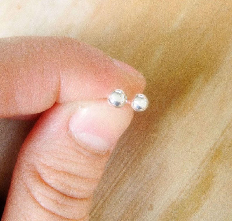 Sterling Silver Studs Tiny Silver Ball Earrings Minimalist Earrings Hypoallergenic Recycled Earrings Dot Earrings Unisex Jewelry