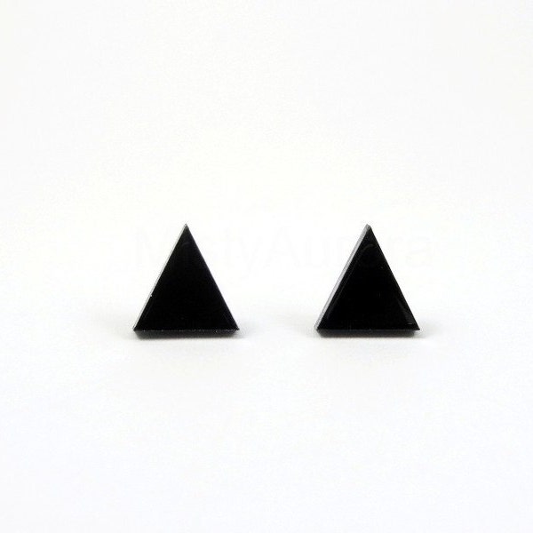 Triangle Earring Studs, Black Triangle Earrings, Earrings for Men, Gift for Him,Gift for Boyfriend,Man Earrings,Geometric Jewelry, Man Studs