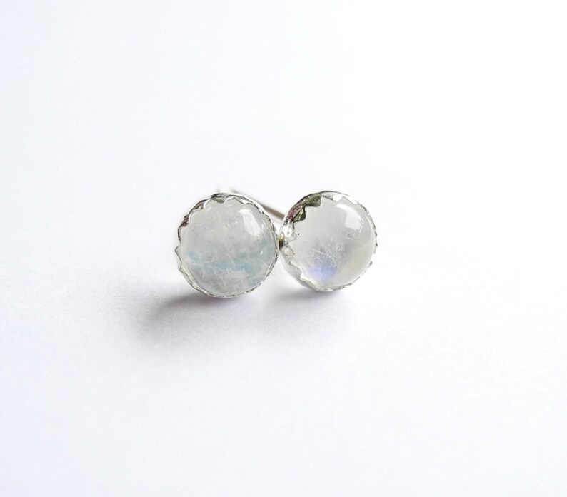 Moonstone Earring Studs Sterling Silver Hypoallergenic Rainbow Moonstone Studs Birthstone Jewelry Gemstone Earrings Moonstone Jewelry