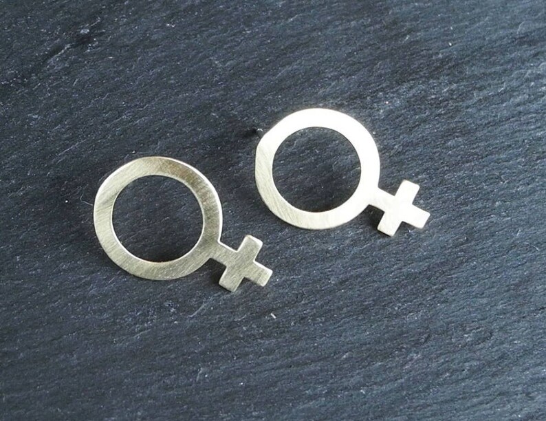 Sterling Silver Hypoallergenic Large Feminist Stud Earrings Brass Earrings Feminist Jewelry Venus Symbol Feminist Earrings Girl Power