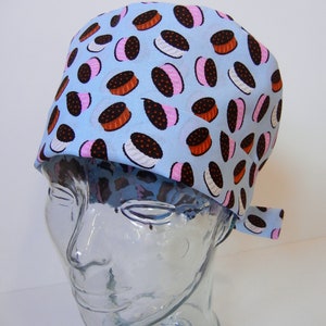 Tie Back FOLDING BAND Medical Surgical Scrub Hat in Ice Cream Sandwiches
