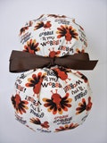 FOLDING BAND Ponytail Medical Surgical Scrub Hat with Gobble Til You Wobble Thanksgiving Turkeys
