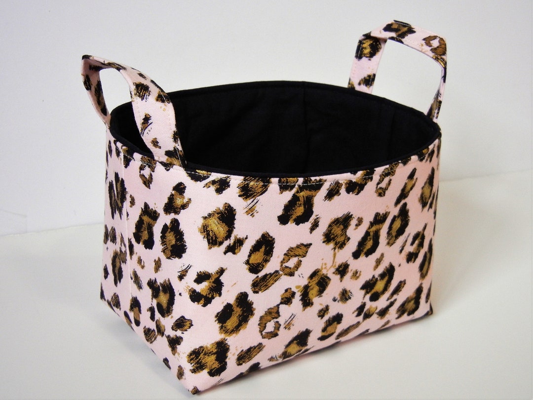 MINI Fabric Storage Organizer Bin Basket Caddy Pale Pink Gold Etsy