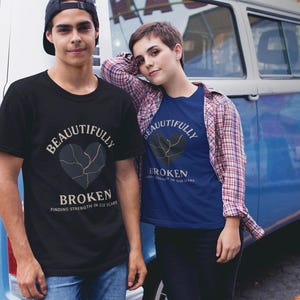 Golden Heart Kintsugi T-Shirt | Beautifully Broken | Mental Health Awareness Gift | Self Love Tee