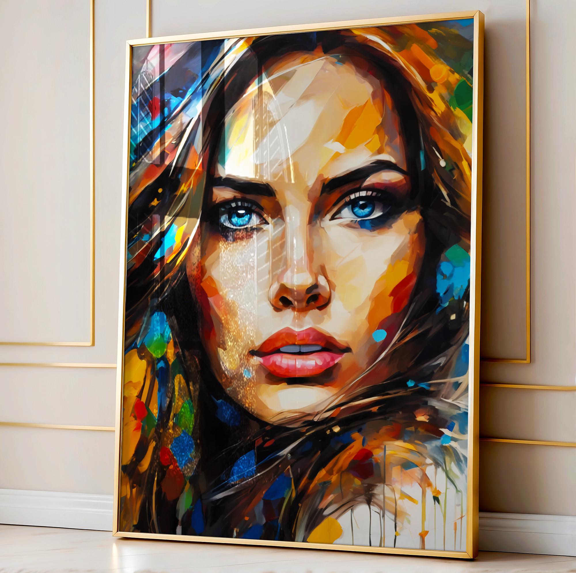 Abstract Girl’s Portrait, Digital Painting, Bold and Vibrant Colors ...