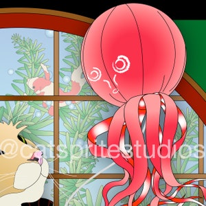 GOOD THINGS COME, Metal or Giclee Art Print, Cat Print, Japanese culture, kimono, sushi, Cat Tales, sashimi, octopus, ukiyoe, koi, kitten, 猫 afbeelding 2
