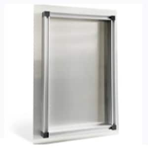 May include: A silver metal picture frame with a white mat and a black border. The frame is made of a thin metal and has a simple design.