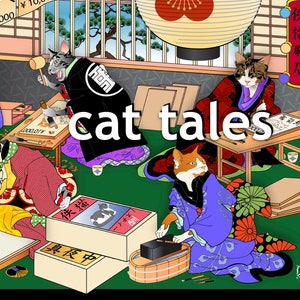 CAT TALES soft book illustrated Cats in Kimono Geisha Samurai Ukiyo-e inspired Japanese prints culture neko gato kedi 猫 ねこ child friendly