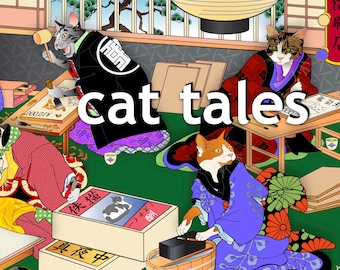 CAT TALES soft book illustrated Cats in Kimono Geisha Samurai Ukiyo-e inspired Japanese prints culture neko gato kedi 猫 ねこ child friendly