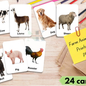 Farm Animal Flash Cards Educational Printable for Kids Learn Farm ...