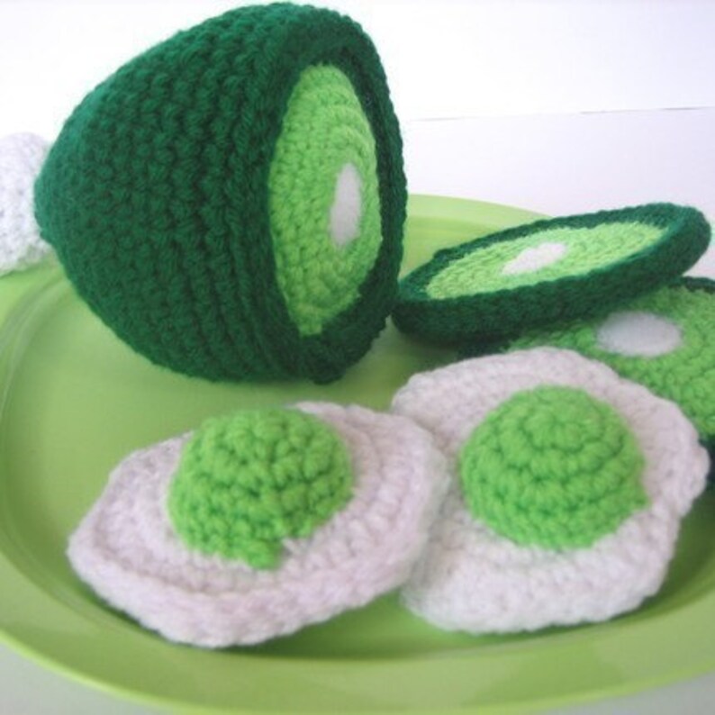 Play Food Crochet Pattern Green Eggs and Ham Etsy