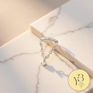 Dangle Cartilage Earring Stud, Hidden Helix piercing, Tassel Chain Crystal Stud Earrings, Conch curved bar piercing gift for her
