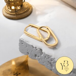 14K Gold klobige quadratische Hoop, dicke Huggie Hoop Ohrringe Geschenk für sie, quadratische Minimalist Gold Hoop Gold Ohrringe Geschenke