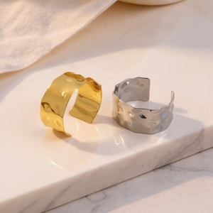 Elegant Gold Hammer Adjustable Cuff Bracelet, Chunky Wide Geometric Bangle, Modern Stackable Statement Jewelry, Cuff Bangles Bracelets gifts