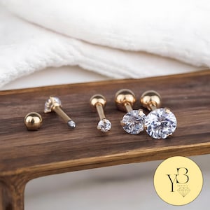 Triple Helix Earring or Piercings, Cartilage Earring 16g Cartilage Piercing Helix, Piercing Tragus Earring Zircon Labret Gift for her