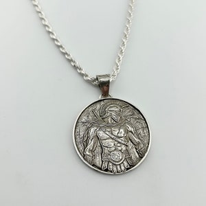 Engraved Spartan Silver Pendant - Custom Fine Jewelry
