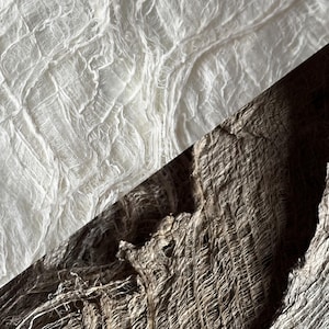 Mulberry Bark Paper Fibre, Handmade Flexible Textured Craft Paper, White & Natural Brown | For Arts and Crafts | Various Sizes | PaperlyUK