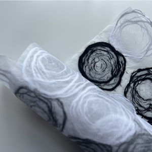 Handmade Rose Mulberry Paper, Black & White Translucent Thai Washi Paper | Art and Crafts Projects; Lampshades by PaperlyUK - 56x78cm 45gsm